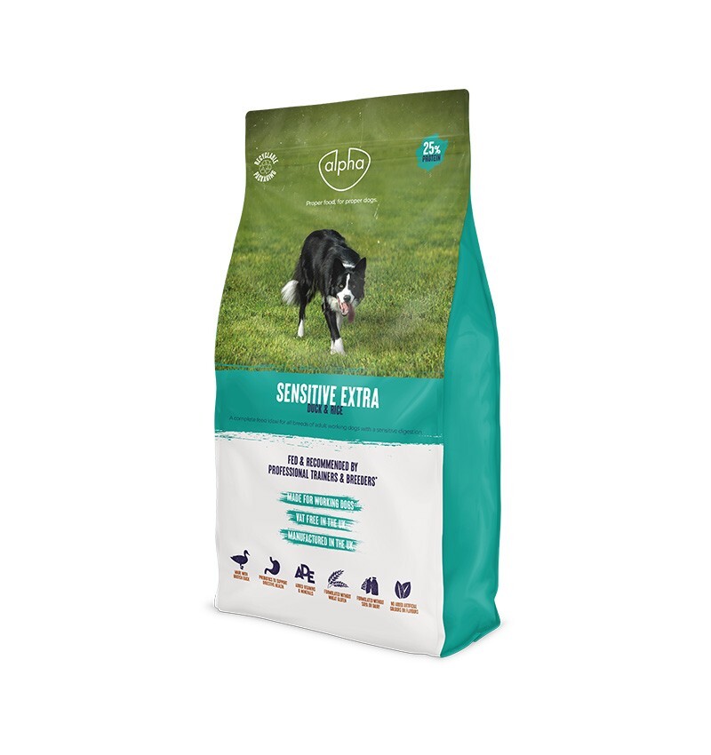 Alpha Sensitive Extra With Duck & Rice Dry Dog Food - - 25% Protein