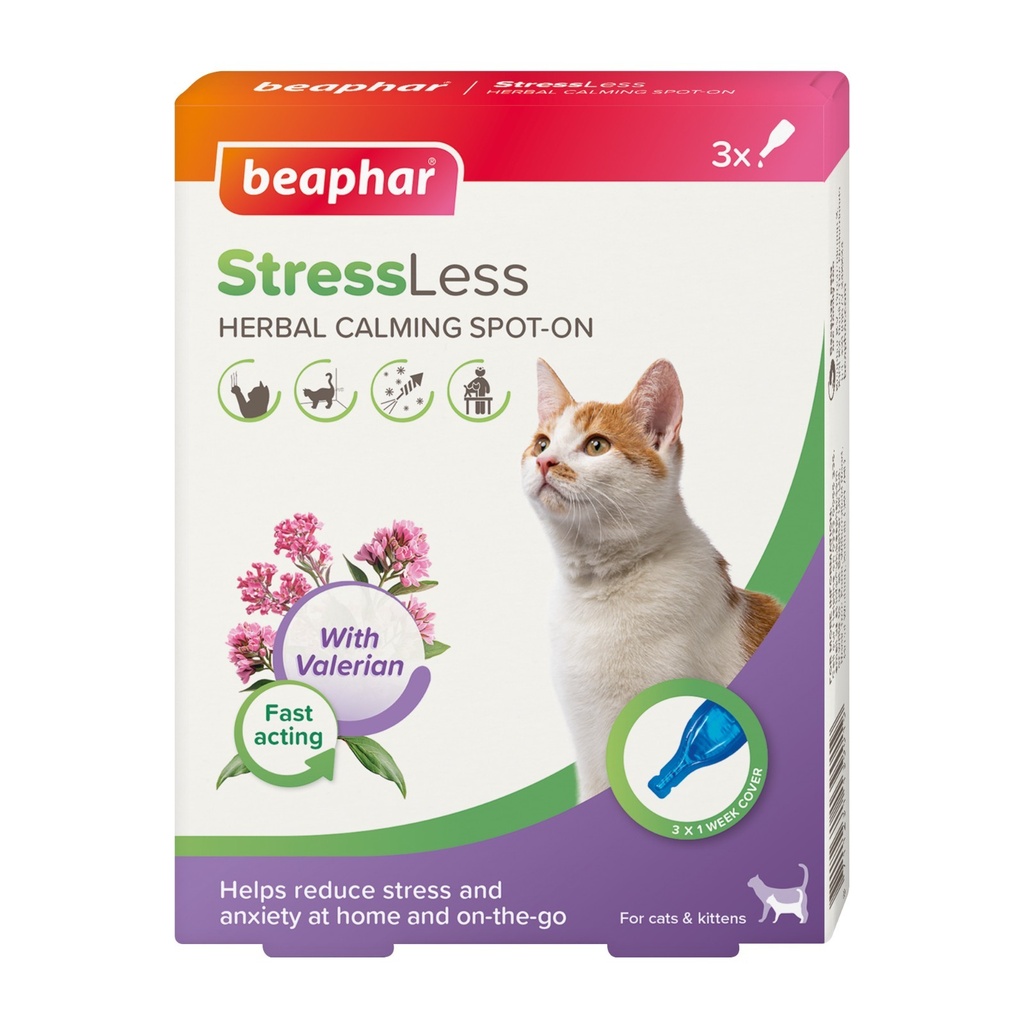 Beaphar Stressless Herbal Calming Spot-On For Cats - 3 Pipettes