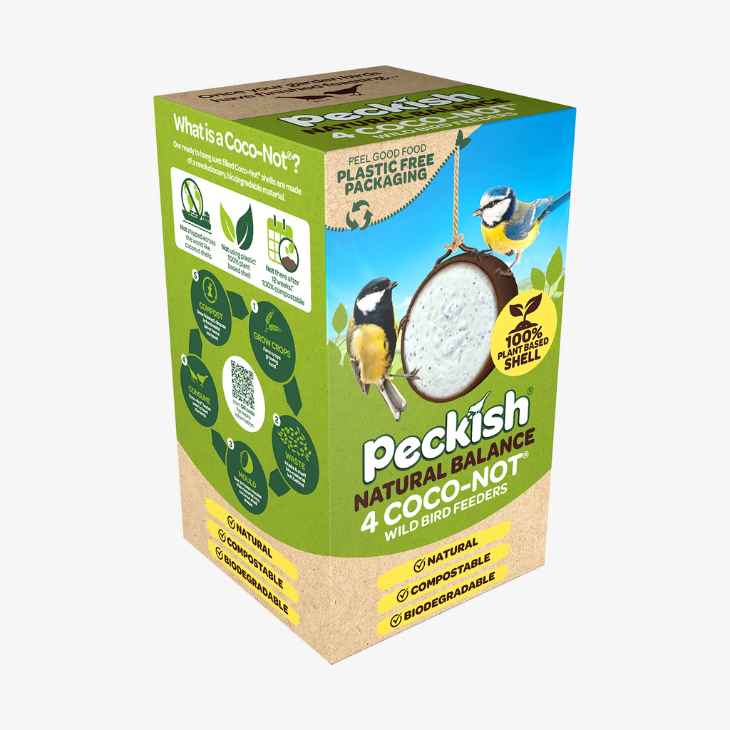 Buckton' Peckish Natural Balance Coco-Not /Nut Wild Birds - 4 Plastic Free Pack
