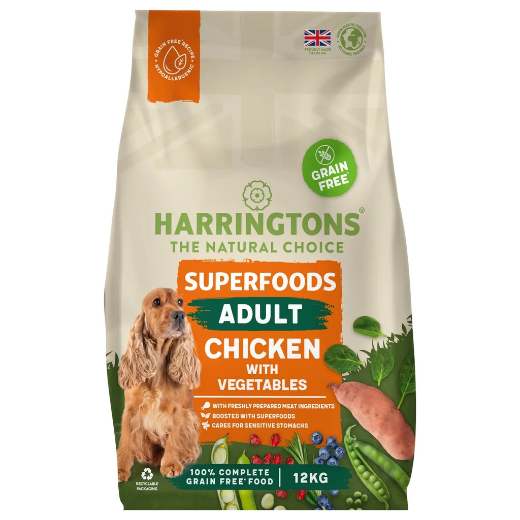 Harringtons Super Foods Adult Chicken With Vegetables Dog Food Grain Free