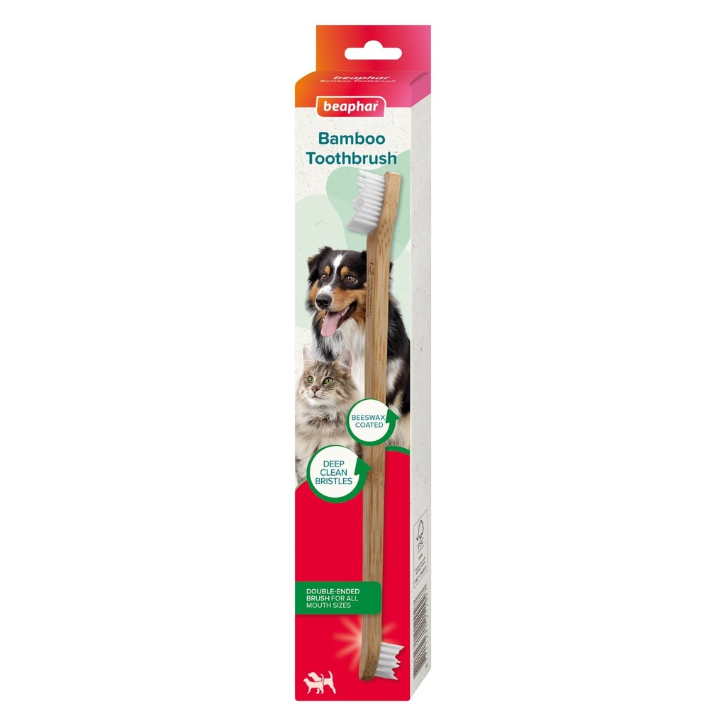 Beaphar Doubled-Ended Bamboo Toothbrush For Cats, Dogs And All Other Pets