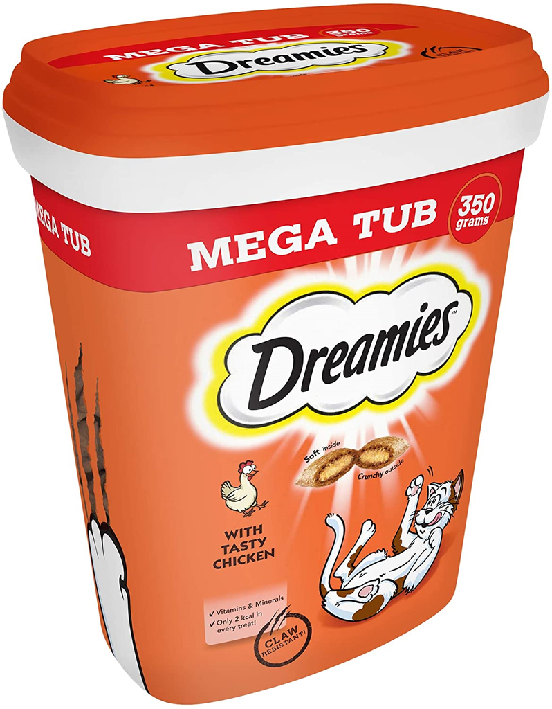 Dreamies Mega Tub Cat Treat With Chicken X2