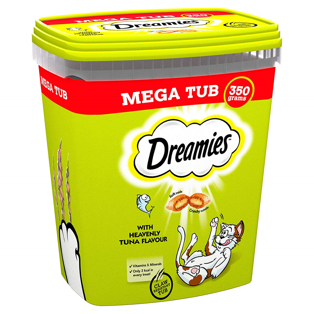 Dreamies Mega Tub Cat Treat With Tuna X2