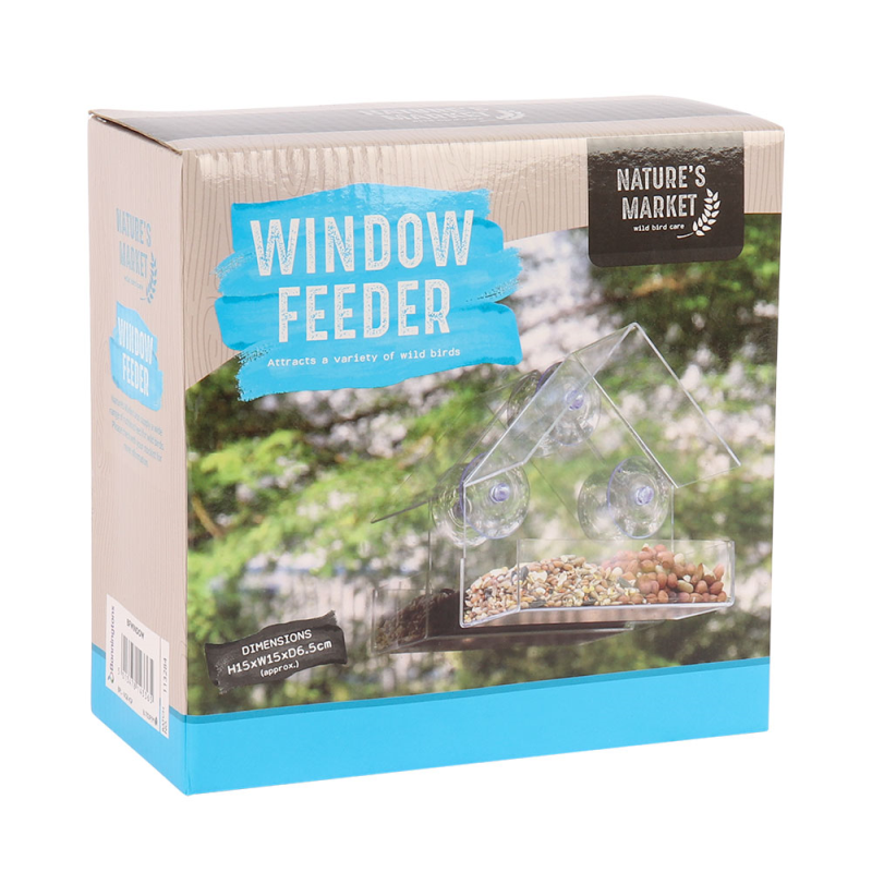Nature' Market Clear Window Feeder For Wild Birds + Suction Cups 15Cm