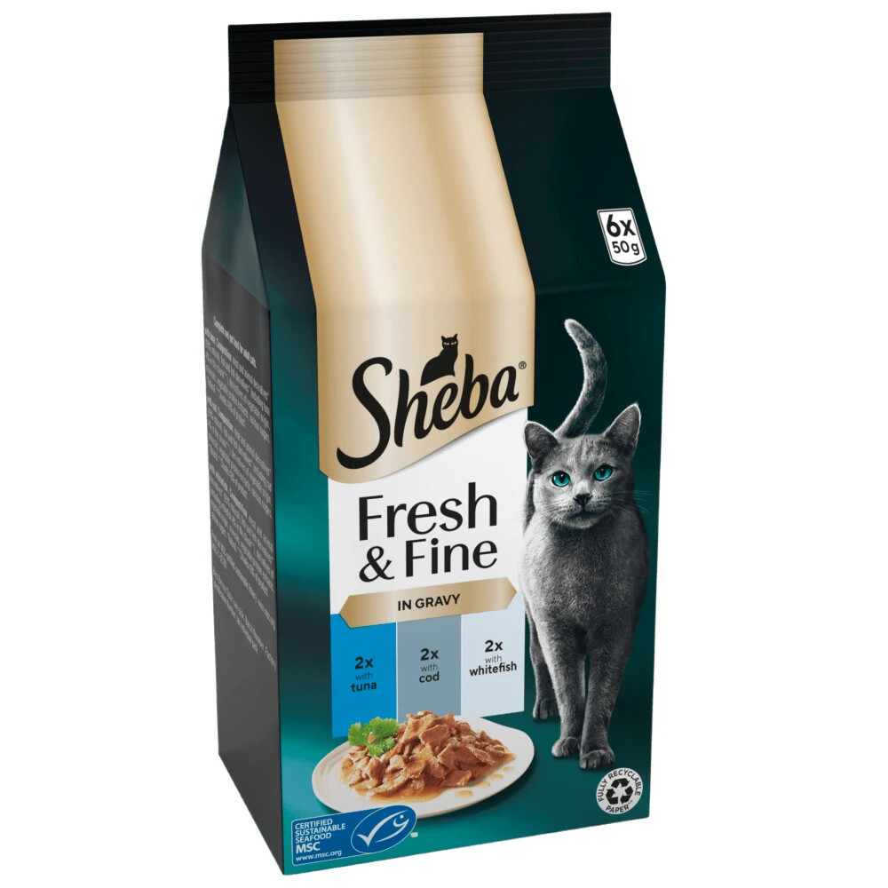 Sheba Cat Fresh & Fine In Gravy With Tuna, Cod & Whitefish