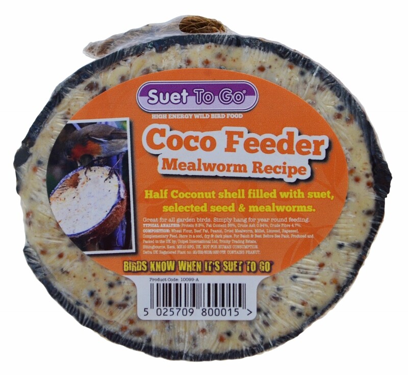 Unipet Suet To Go - Mealworm Half Coconut Feeder (Pack Of 1)