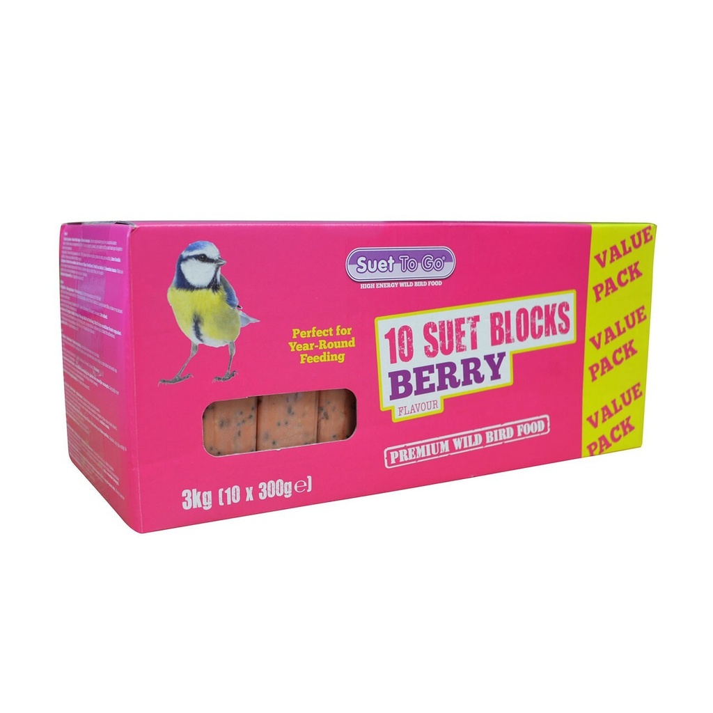 Unipet Suet To Go Wild Bird Suet Block – Berry (10 Value Pack)