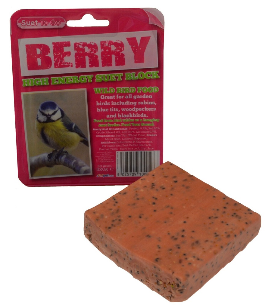 Unipet Wild Bird Suet Block In Tray – Berry (1 Tray)