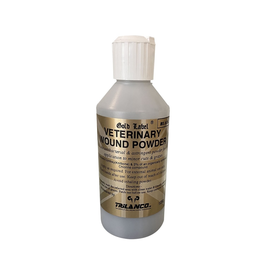 Gold Label Veterinary Wound Powder Black Use On All Animals, Horse & Pony