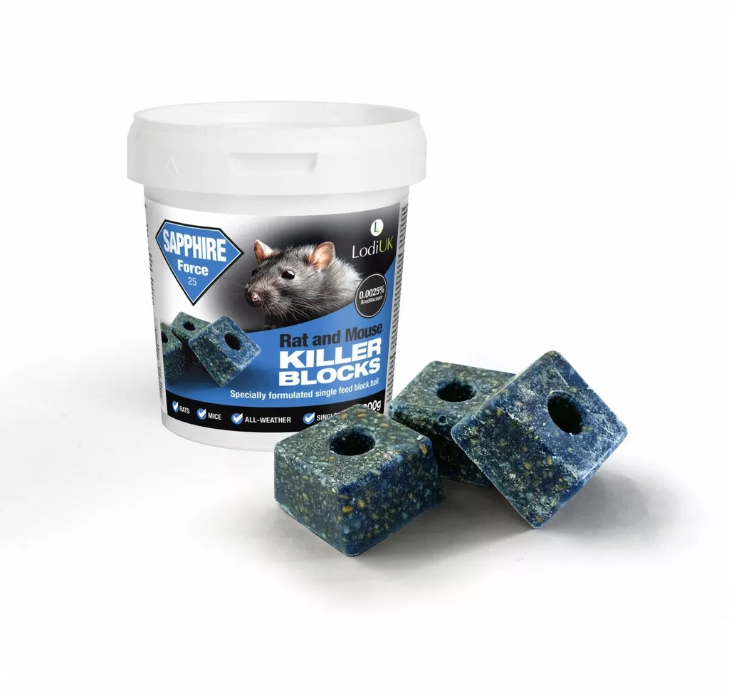 Lodi Sapphire Rat Mouse Poison Bait Blocks Single Feed Killer