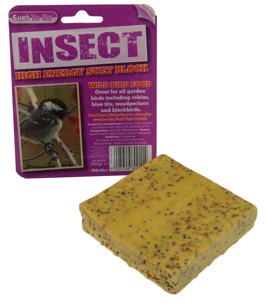 Unipet Wild Bird Suet Block In Tray – Insect (1 Tray)