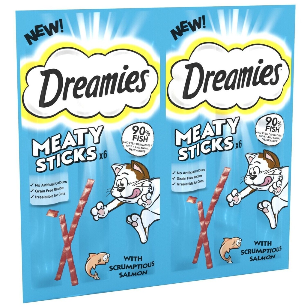Dreamies Meaty Sticks With Scrumptious Salmon 90% Fish For Cats 24.10.2023