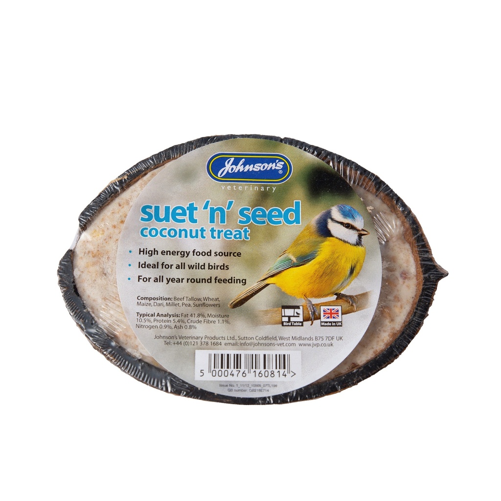 Johnson's Veterinary - Wild Bird Suet ‘n’ Seed Coconut Treat