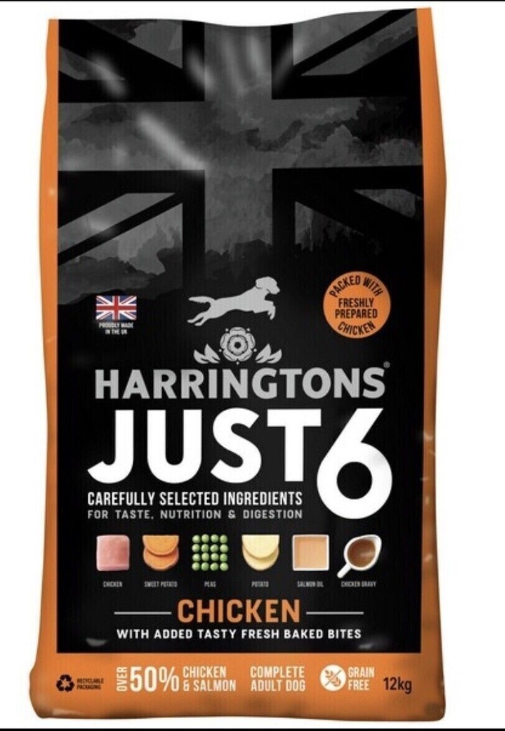 Harringtons Just 6 Chicken & Veg Grain Free Dog Food - Complete Food -