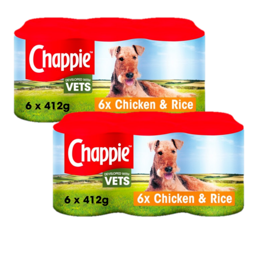 Chappie Adult Wet Dog Food Tins Chicken & Rice X 12