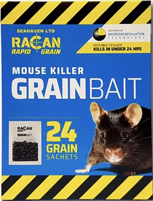 Racan Rapid Grain Mouse & Rat Killer Grain Bait Sachets (10Gx24) Date: 08.2020