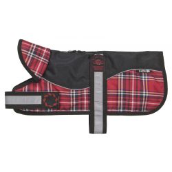 aniMate Reflective Black/Red Tartan Padded Harness Coat  (30cm)