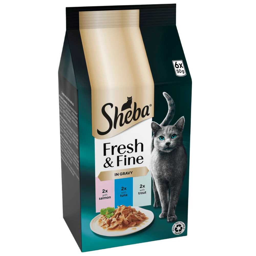 Sheba Cat Fresh & Fine With Tuna, Salmon & Trout In Gravy