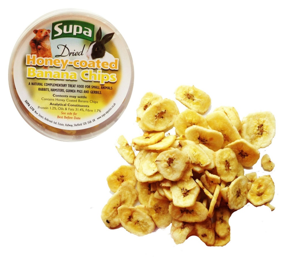 Supa Dried Honey Coated Banana Chips Treat Hamster Rabbit Guinea Pig Etc