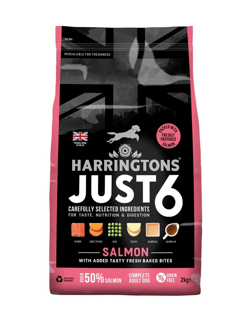 Harringtons Just 6 Salmon & Veg Grain Free Dog Food - Complete Food -