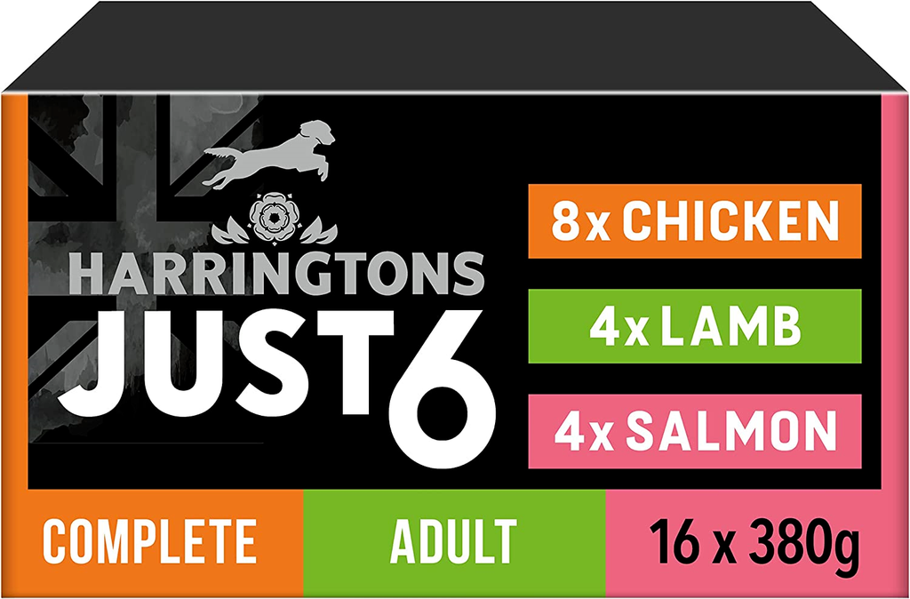 Harringtons Just 6 Mixed Multipack Wet Dog Food Chicken, Salmon & Lamb -