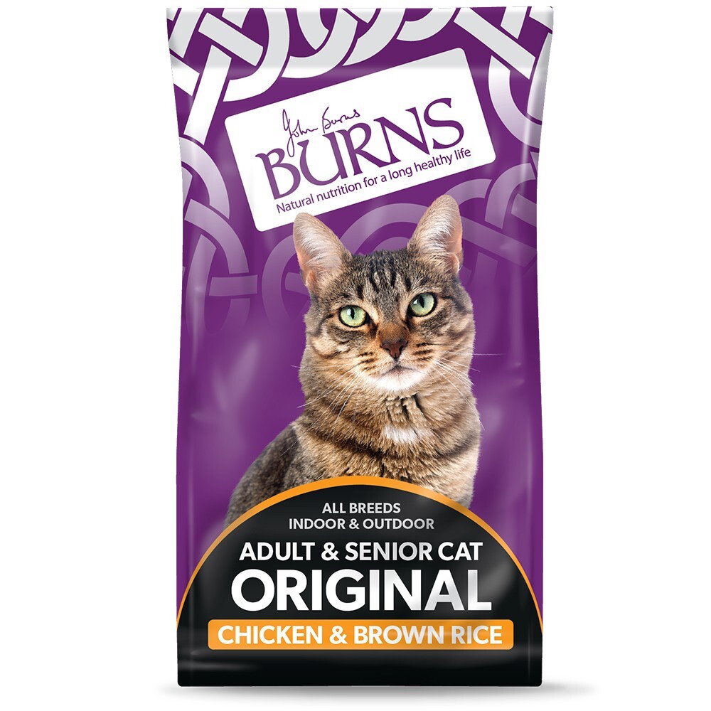 Burns Original Adult Senior Cat Chicken & Brown Rice Breeds Indoor/Outdoor