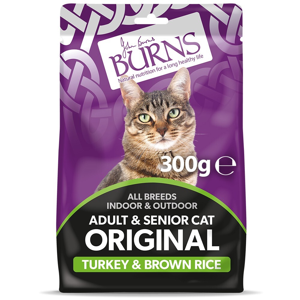 Burns Original Adult Senior Cat Turkey & Brown Rice Breeds Indoor/Outdoor