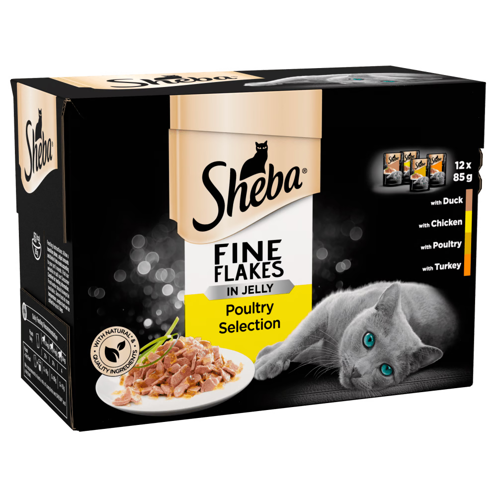 Sheba Fine Flakes In Jelly - Poultry Selection For Cats 12 X Pouches