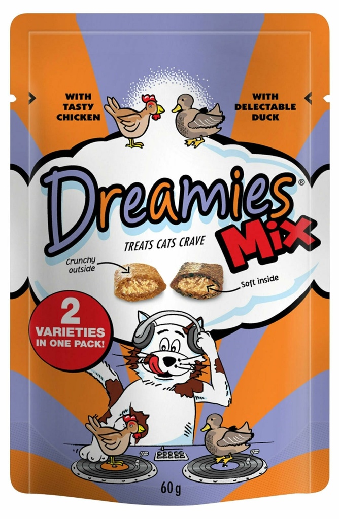 Dreamies Mix Cat Treats With Delicious Chicken & Delectable Duck
