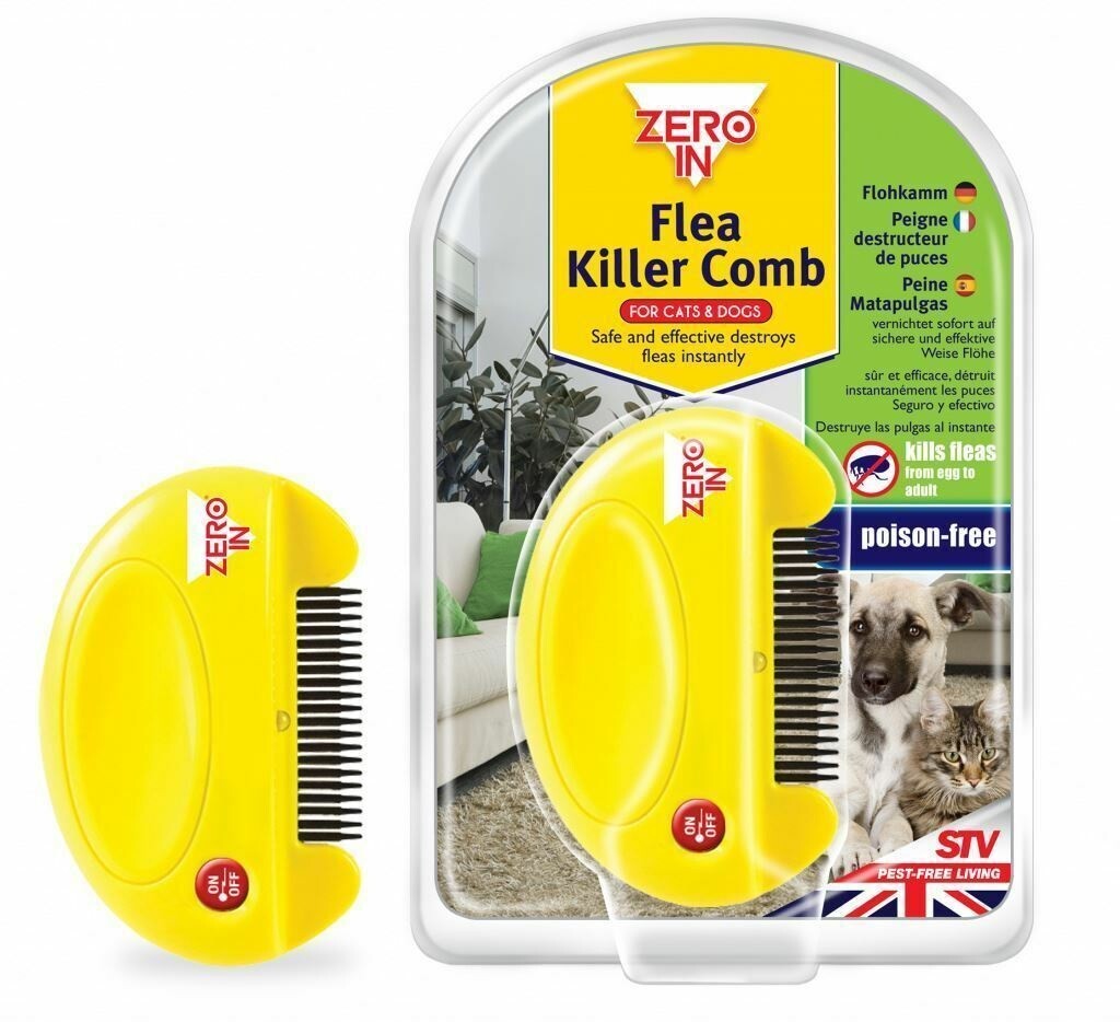 Zero In Flea Killer Comb For Cats & Dogs - Poison Free (Kills Fleas & Eggs)