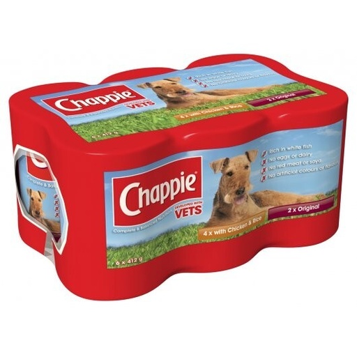 Chappie Adult Wet Dog Food Tin Favourites Original & Chicken & Rice X 6