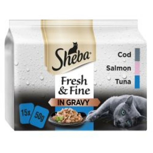 Sheba Fresh & Fine Cat Food Pouches Fish Collection In Gravy 15 X Pouch