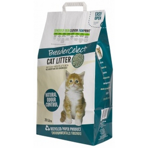 Breeder Celect Cat Litter Absorbent Recycled Paper Pellets Biodegradable 20 Ltr