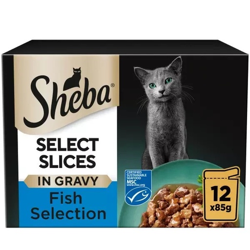 Sheba Select Slices - Fish Selection In Gravy For Cats 12 X Pouches Ofd