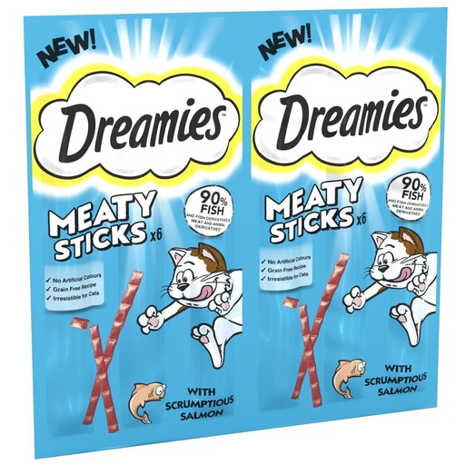 Dreamies Meaty Sticks With Scrumptious Salmon 90% Fish For Cats 24.10.2023
