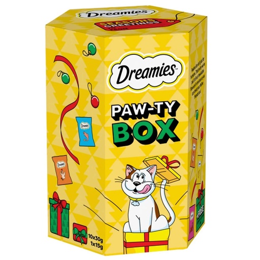 Dreamies Paw-Ty Box Christmas 2025 Gift Variety Adult Cat Treats 11 Pieces