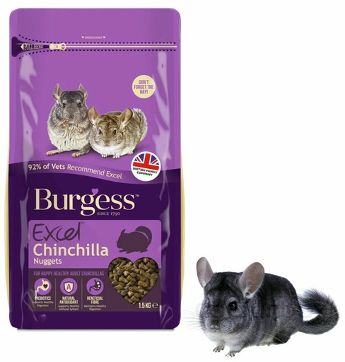 [BUR387] Burgess Excel Chinchilla Food Nuggets High Fibre With Mint & Vitamins