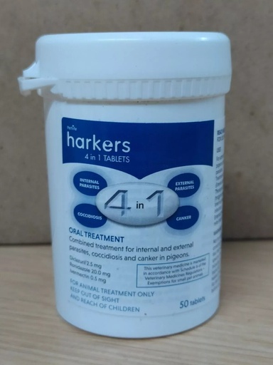 Harkers 4 In Canker, Coccidiosis, Worms & Parasites 50 Tab