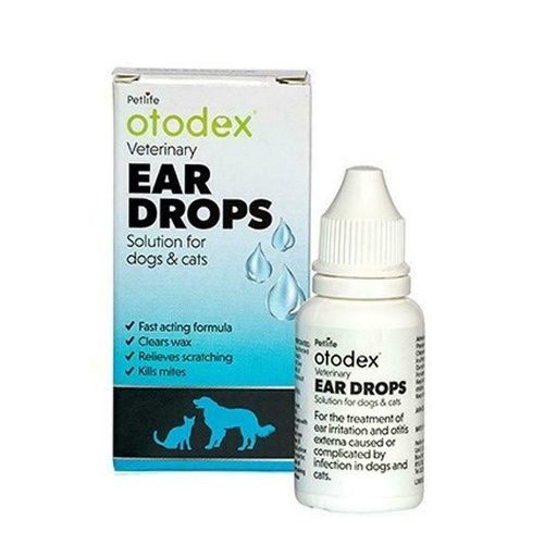 Petlife Otodex Ear Drops Solution Dog Cat Clear Wax Mites Cleanser Itching