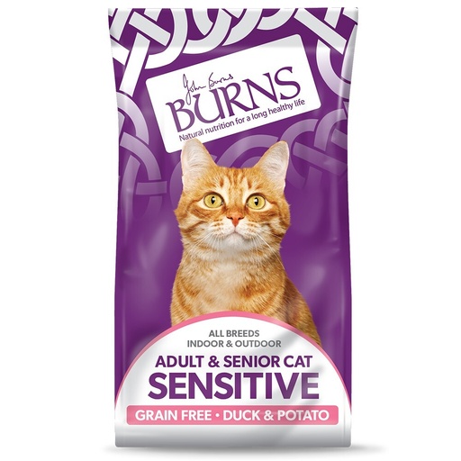 Burns Sensitive Adult Senior Cat Duck & Potato Grain Free Breed In/Outdoor