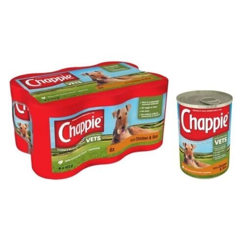 Chappie Adult Wet Dog Food Tins Chicken & Rice X 6