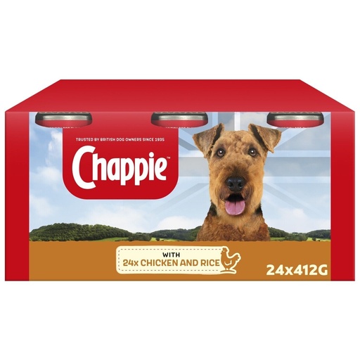 Chappie Adult Wet Dog Food Tins Chicken & Rice X 24