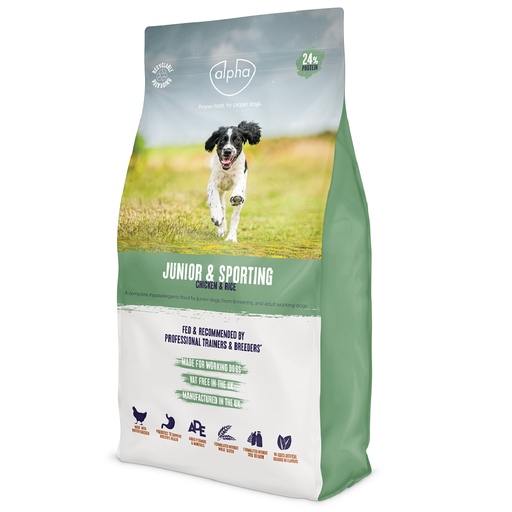 Alpha Junior & Sporting Chicken & Rice Dog Feed – 24% Protein