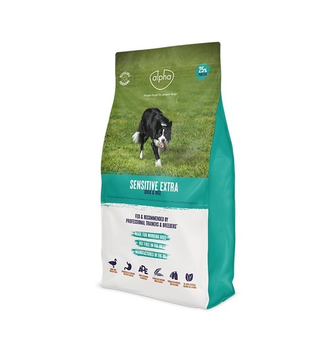 Alpha Sensitive Extra With Duck & Rice Dry Dog Food - - 25% Protein
