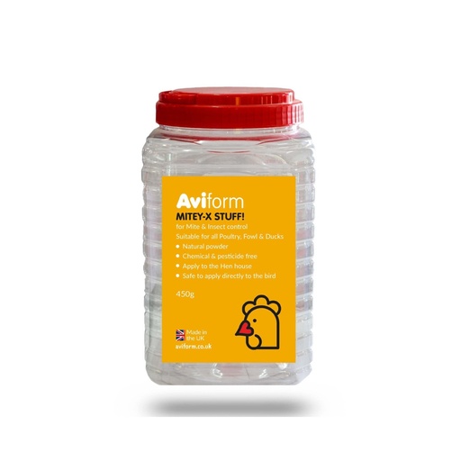 Aviform Mitey-X Stuff! Red Mite Powder For Chickens Poultry Bird Shaker