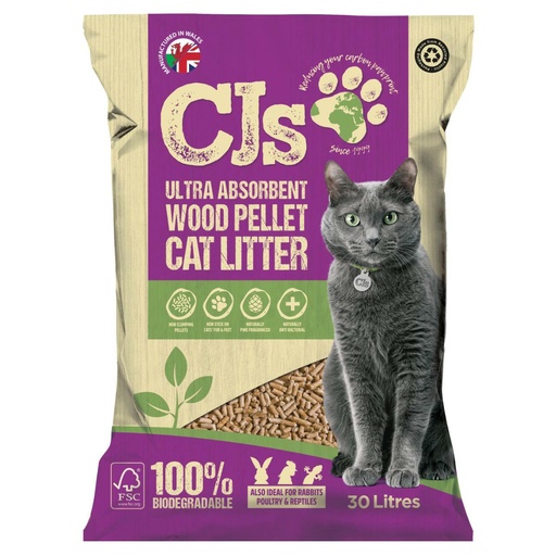 Cj' Premium Cat Litter Ultra Absorbent Wood Pellets Biodegradable -